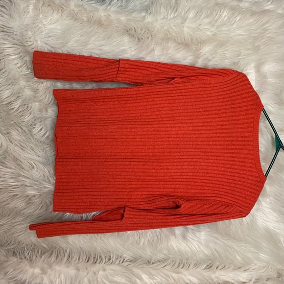 Frame Overlap Ribbed Sweater Wool-Tomato Color - Picture 6 of 7